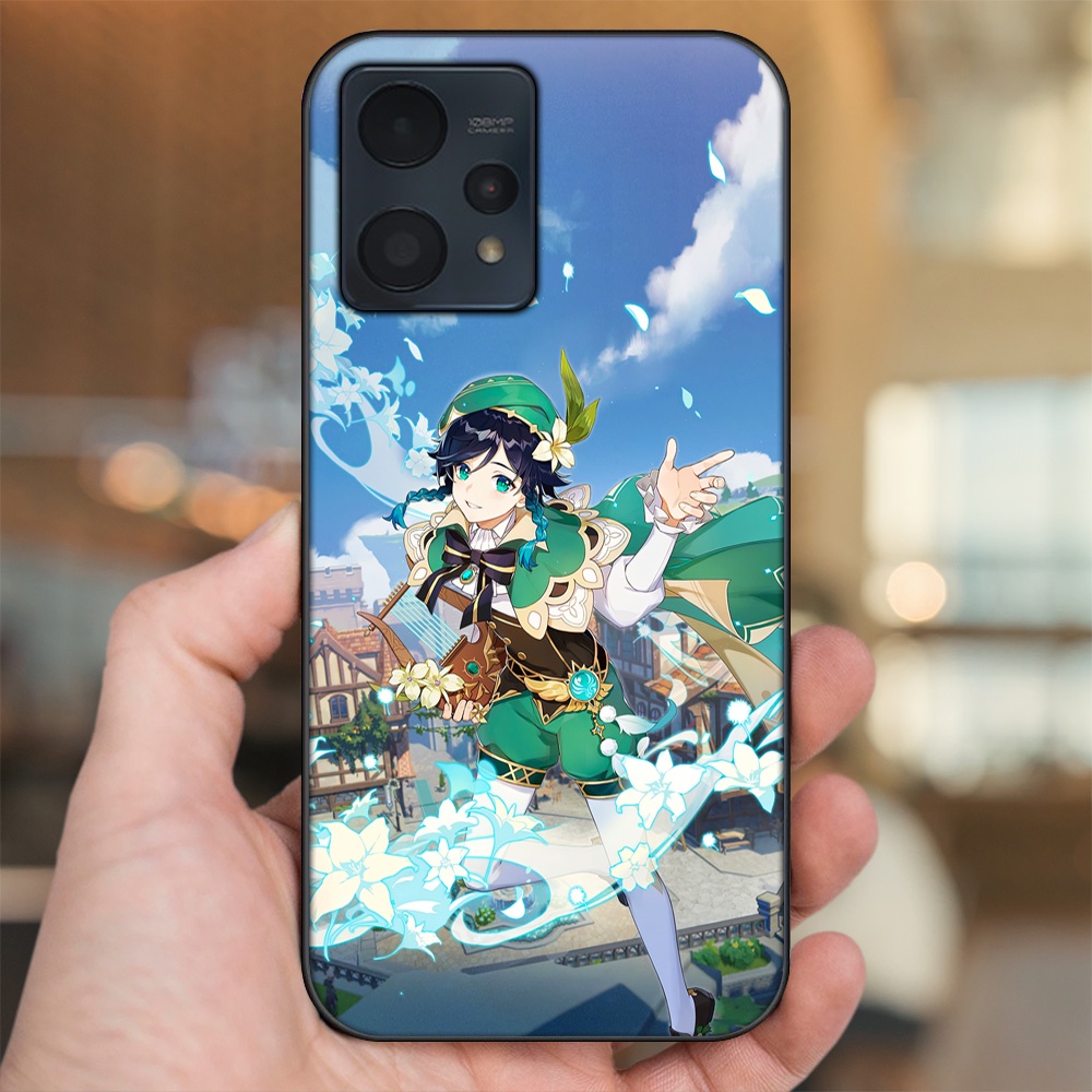 Ốp lưng Realme 9, 9 Pro, 9 Pro Plus viền đen in hình Venti Genshin Impact