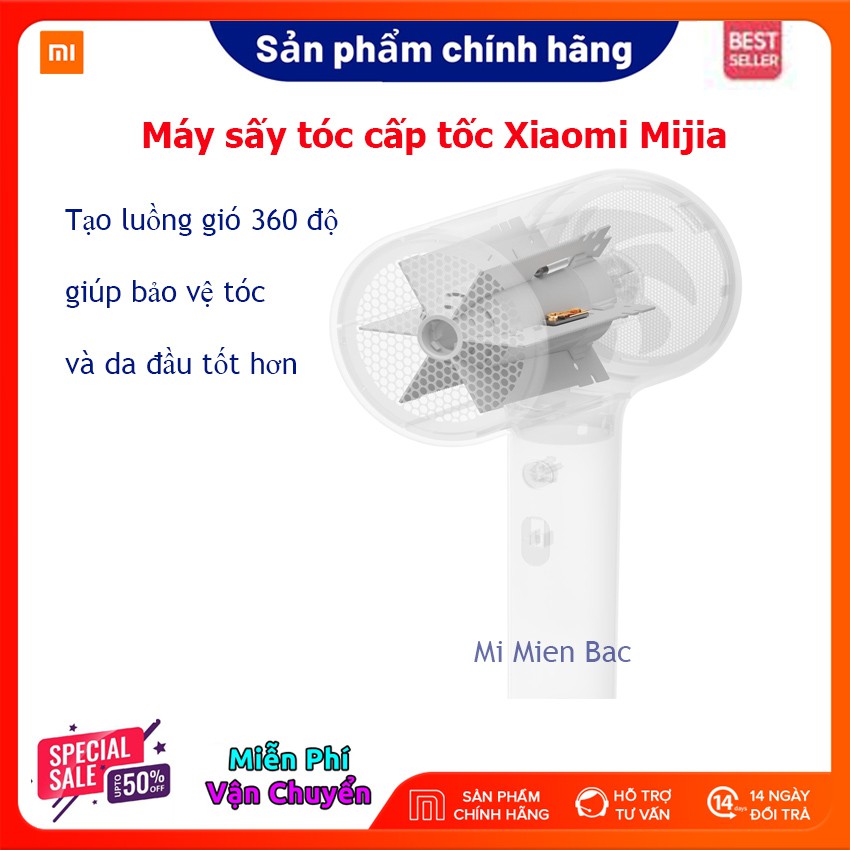 [MỚI VỀ] Máy sấy tóc Mijia, Chính hãng Xiaomi, Bổ sung ion âm chống khô tóc, Công suất lớn 1800w sấy khô nhanh