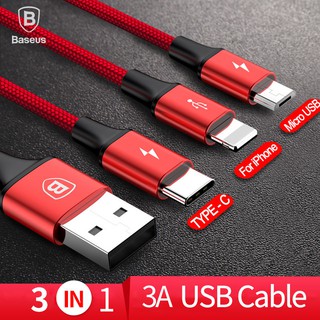 Cáp sạc đa năng 3 trong 1 Type C Lightning và Micro USB Baseus chính hãng
