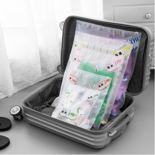 Túi trong suốt hình mèo đựng quần áo du lịch chống thấm nước