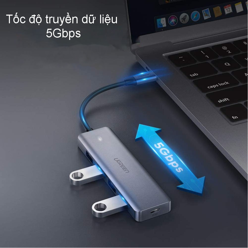 Hub USB type C sang 4 cổng USB 3.0 hỗ trợ cổng nguồn Micro USB 5V UGREEN CM219 CM136