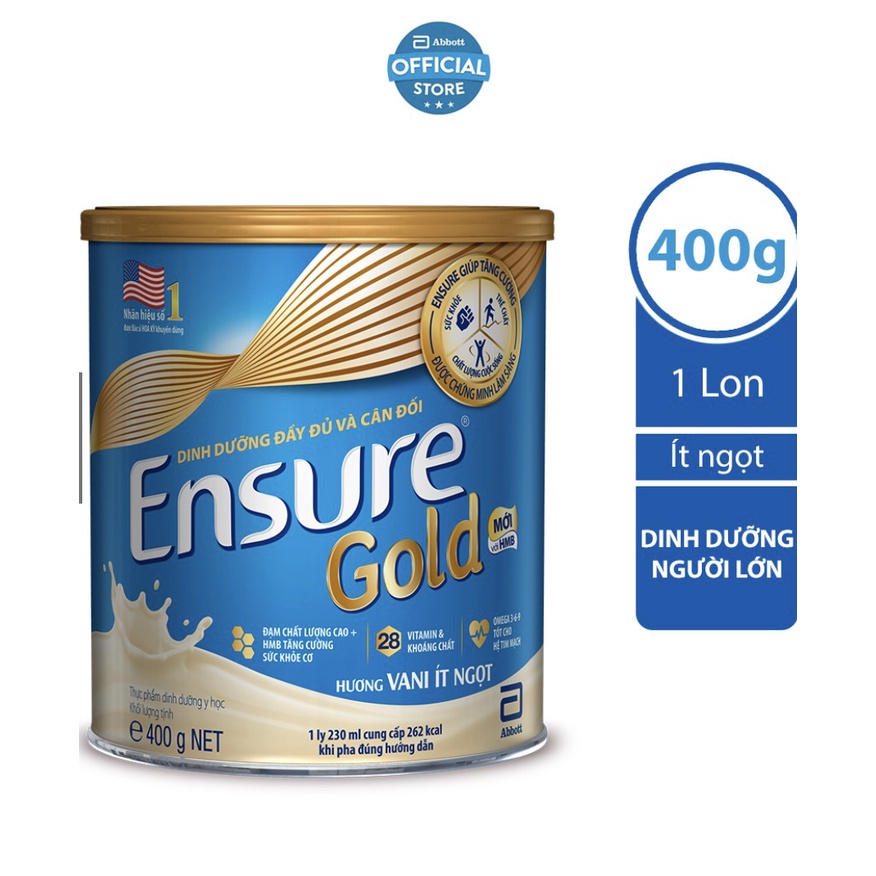 Sữa bột Ensure Gold 400g (Ít Ngọt)