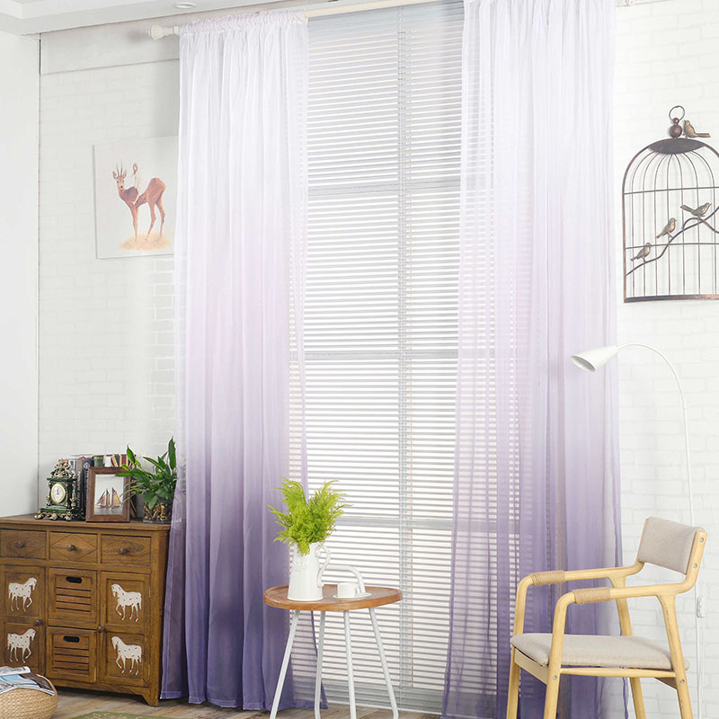 Rèm vải tuyn Gradient Màu tím cho phòng khách Phòng ngủ Màn cửa Organza Voile hiện đại cho nhà bếp