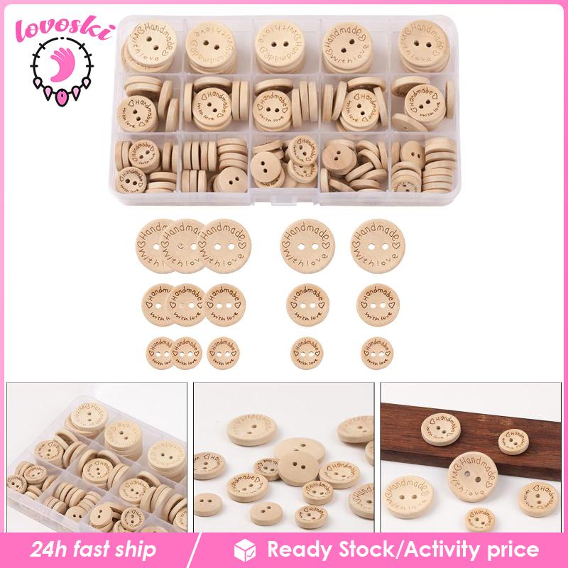 Set 140 Nút Gỗ Dùng Làm Đồ Thủ Công DIY Cho Bé