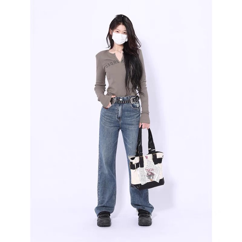 Áo Thun Tay Dài Cổ Chữ v Phong Cách retro JH-CX-87