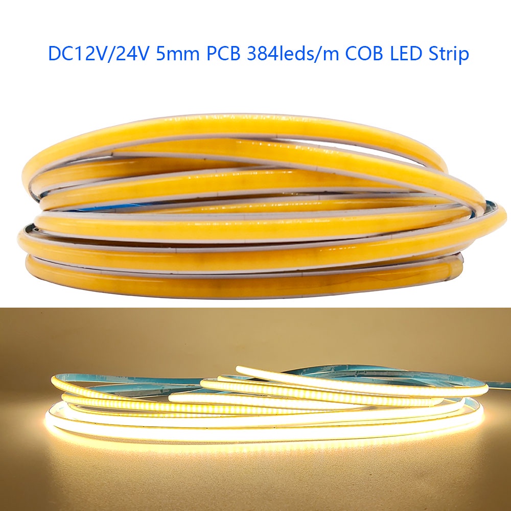Cuộn Dây Đèn Led COB 480LEDs / M DC12V / 24V 5mm PCB 3000-6000K RA90 Chất Lượng Cao