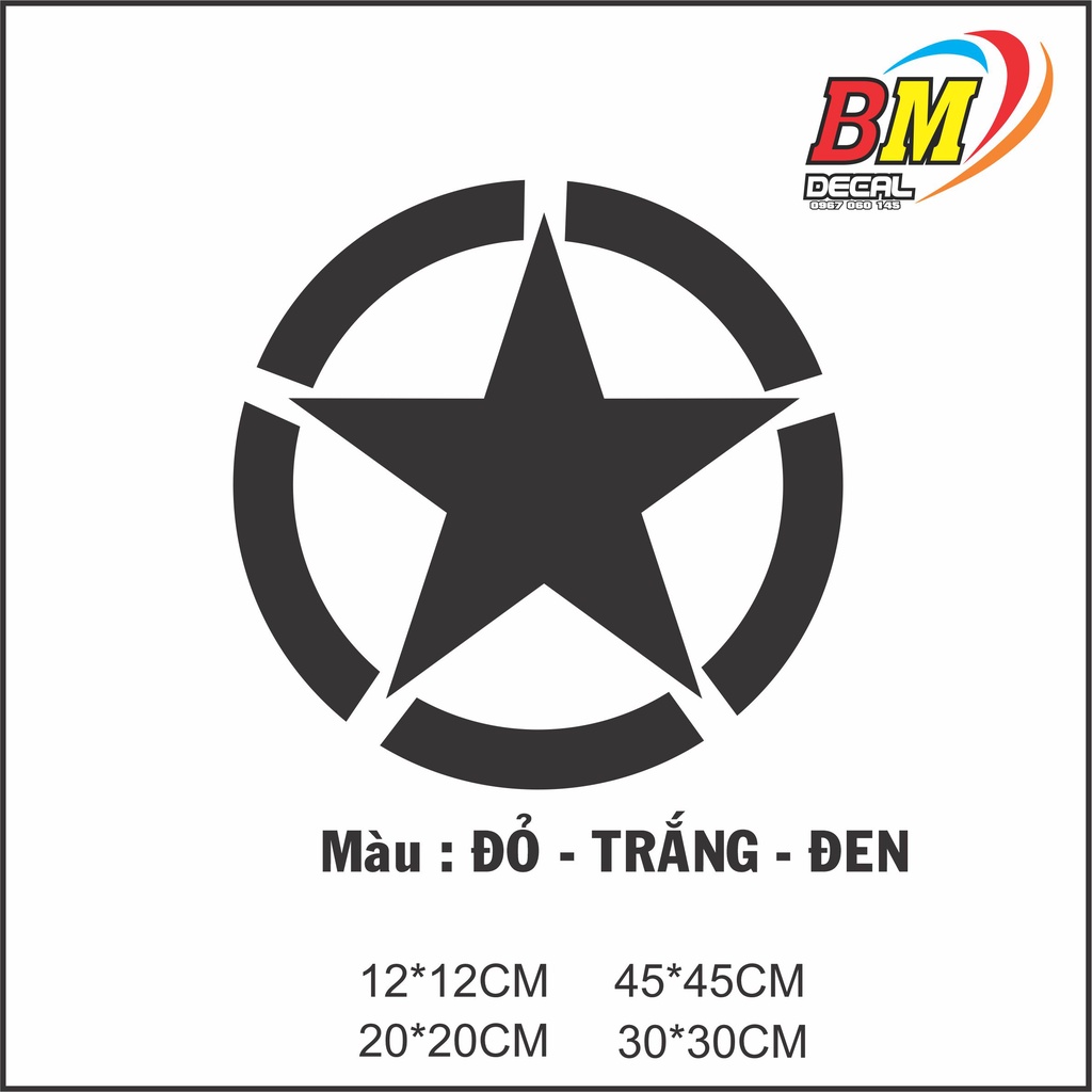 Decal hình ngôi sao dán trang trí xe