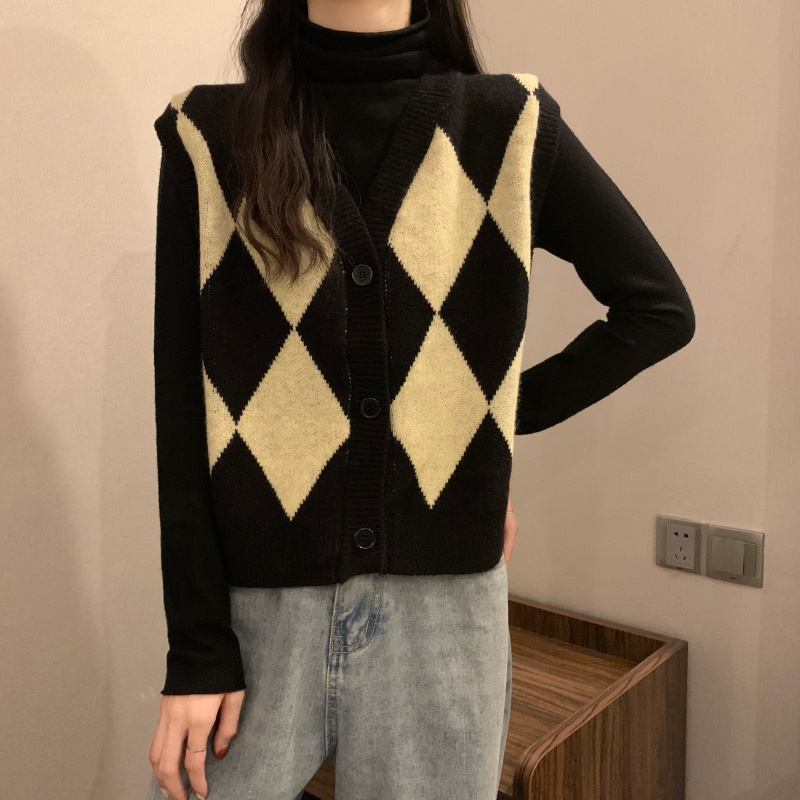 SUXI Áo len không tay kiểu dáng Hàn Quốc cho nữ