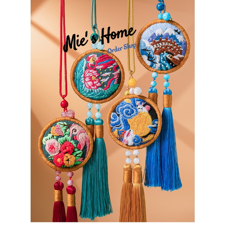 DIY TỰ THÊU TÚI THƠM HOA CỎ 4 MÙA - ĐEO TÚI SÁCH MAY MẮN, CHIÊU TÀI- TREO Ô TÔ Thủ công Handmade Mie