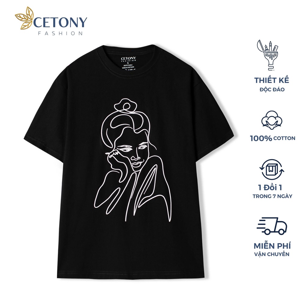 Áo Thun Tay Lỡ, Áo Phông Unisex Cặp Đôi Cool Boy And Sweet Girl 100% Cotton Compact Look Inside Cetony Fashion