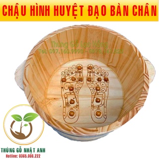 Chậu gỗ ngâm chân 💢sale💢 hình huyệt đạo bàn chân