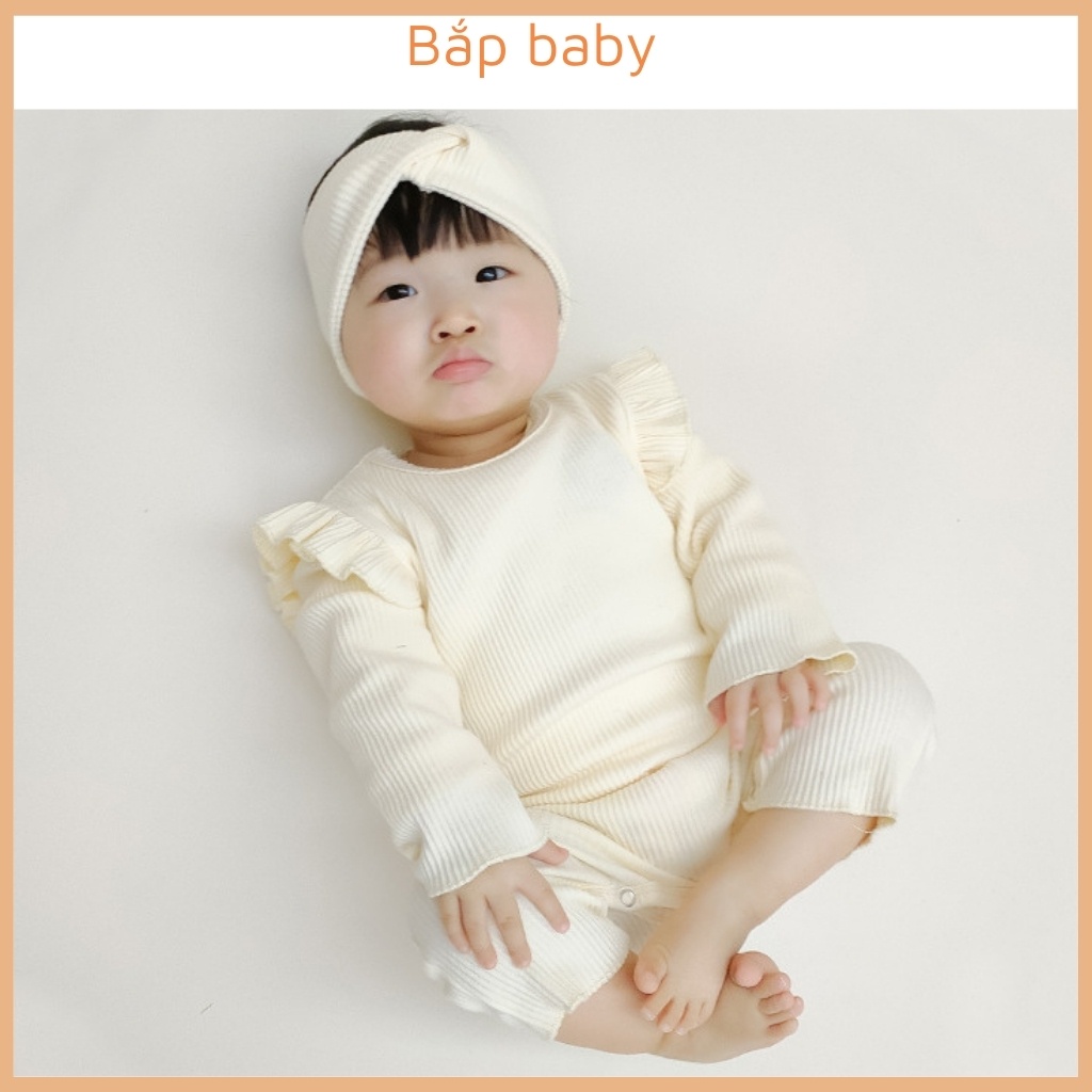 Bộ body cho bé BẮP BABY bodysuit cho bé dài tay bánh bèo tặng kèm phụ kiện