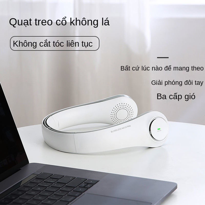 Treo cổ quạt nhỏ di động lười USB câm sạc lại được ký túc xá sinh viên ngoài trời