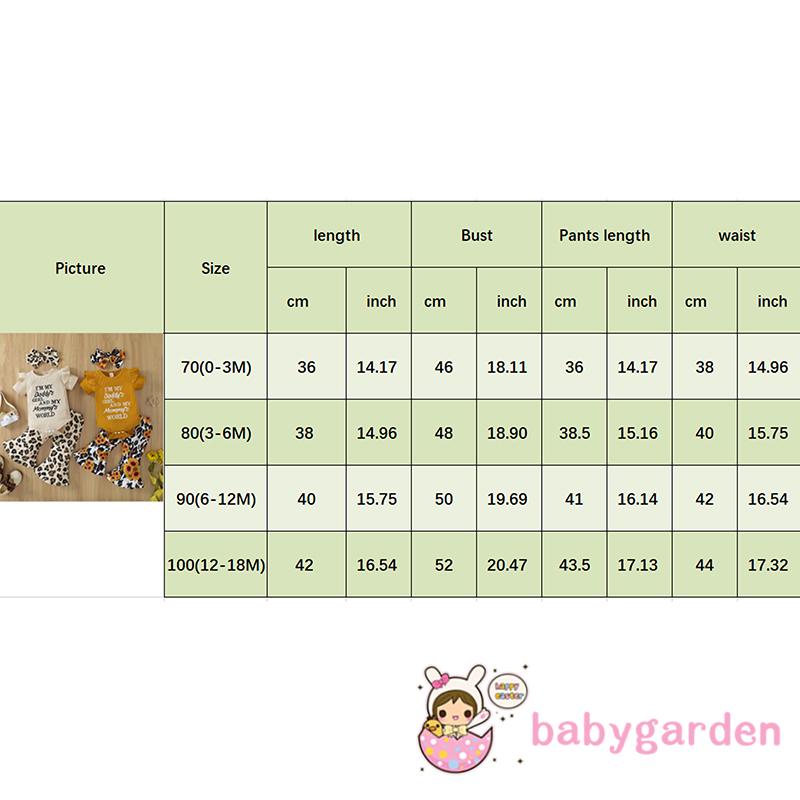 BABYGARDEN-0-18months Baby Girls Outfit, Sweet Style Letter Fly Sleeve Round Collar Jumpsuit + Leopard Print