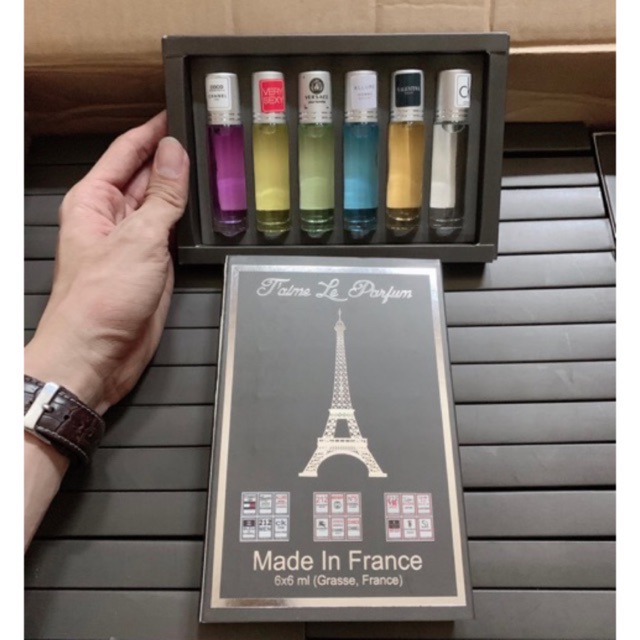 Hộp set 6 chai nước hoa lăn chiết Pháp