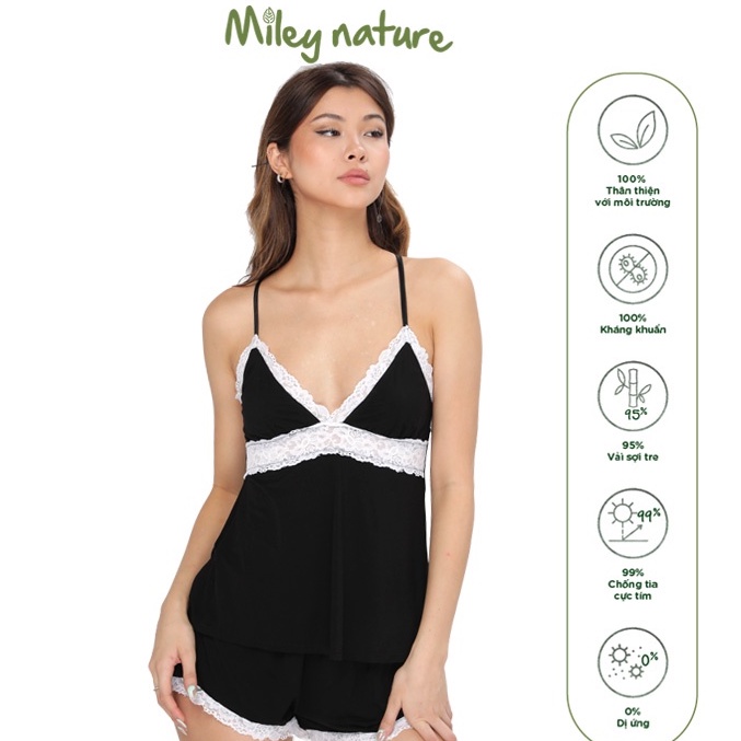 Đồ Mặc Nhà Hai Dây Sexy Vải Sợi Thiên Nhiên Cao Cấp Miley Lingerie Bamboo CBM0102