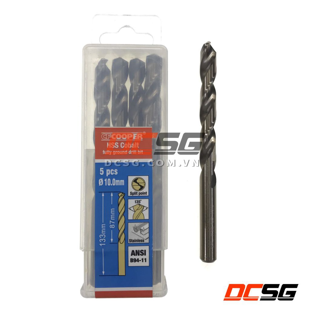 Mũi khoan thép, Inox HSS-Cobalt 5% 5.0-10.0mm CFCooper  | DCSG
