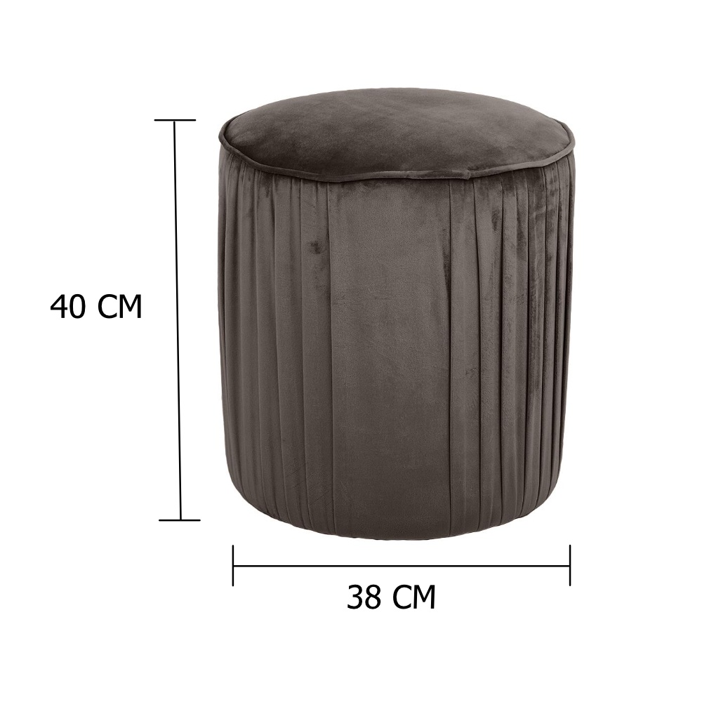 HomeBase FURDINI Ghế đôn tròn bằng gỗ bọc vải cao cấp có đệm lót mousse W38xH38xD40cm màu nâu be