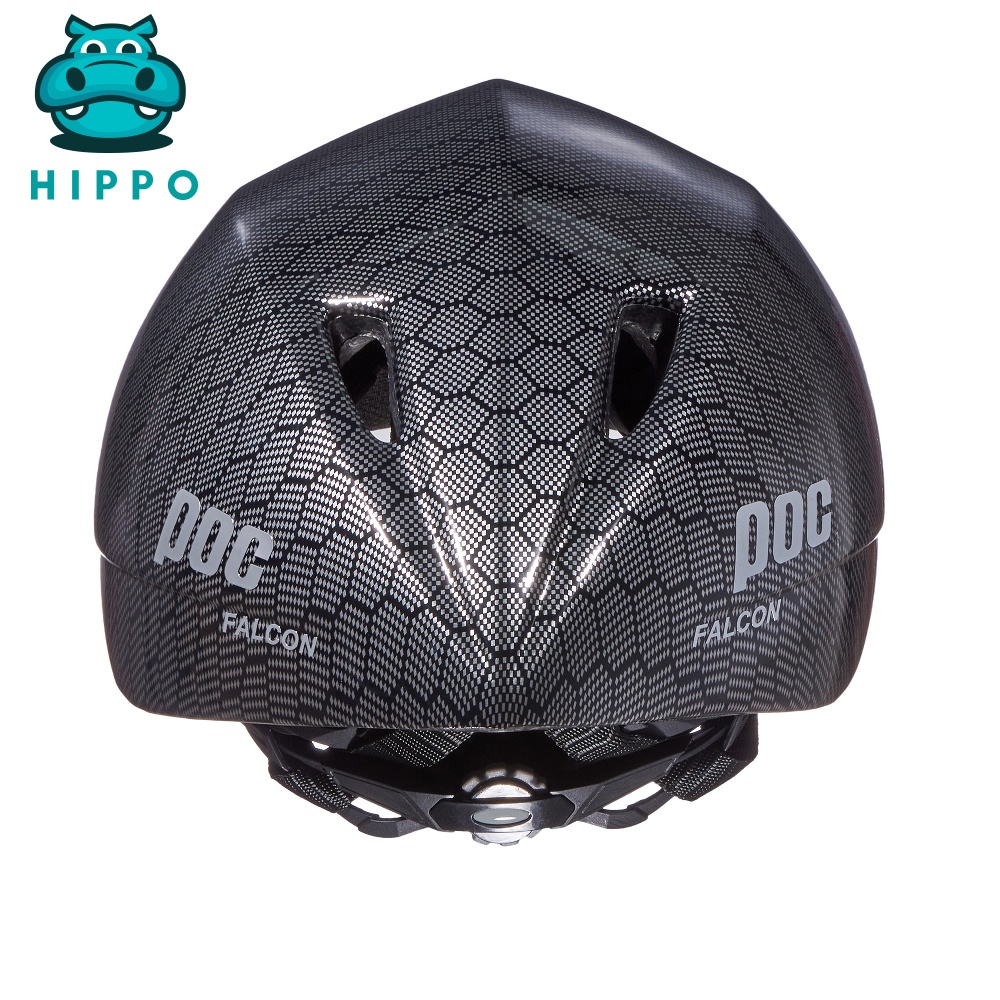 Mũ bảo hiểm xe đạp thể thao Poc Falcon siêu nhẹ chính hãng màu đen carbon bóng - HIPPO HELMET