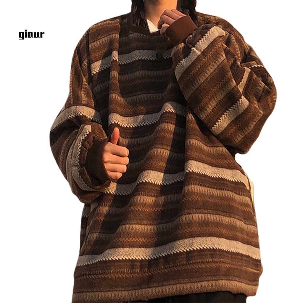 Áo sweater cổ tròn dáng rộng thời trang cho nữ