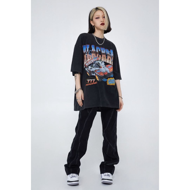 Áo thun xe đua wash vintage unisex chính hãng BLACKAIR