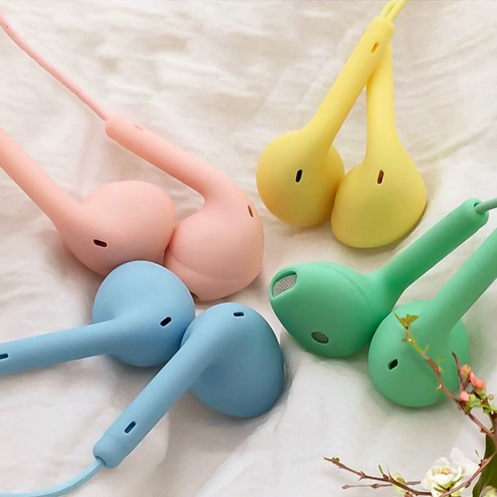 Tai Nghe Nhét Tai Jack 3.5mm Chống Ồn Có Micro Màu Macaron Phong Cách Thể Thao Tiện Dụng