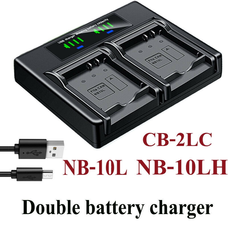 Bộ Sạc Pin Kép Cho Canon NB-10L NB-10LH CB-2LC SX40 SX50 SX60 HS