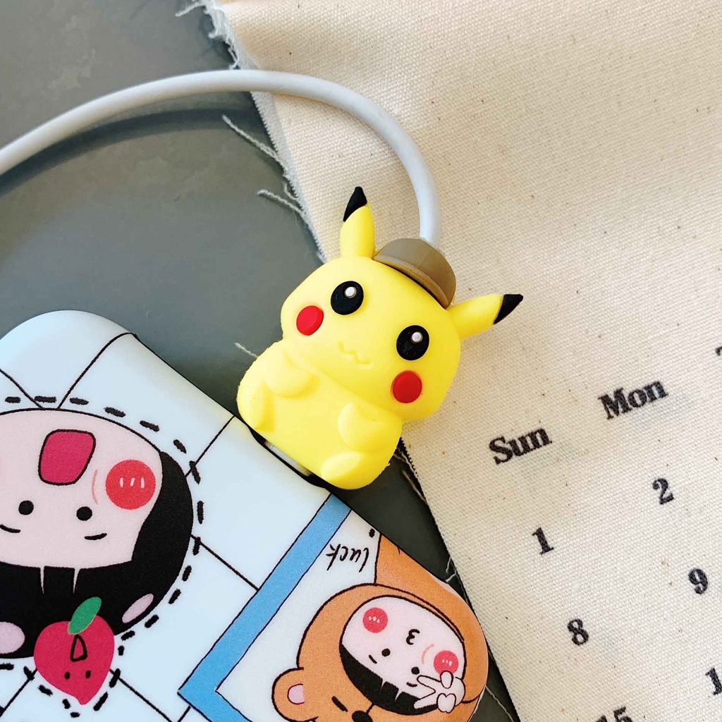 Phụ Kiện Bảo Vệ Dây Cáp Hình Thú 3D Dễ Thương Cho iPhone Android