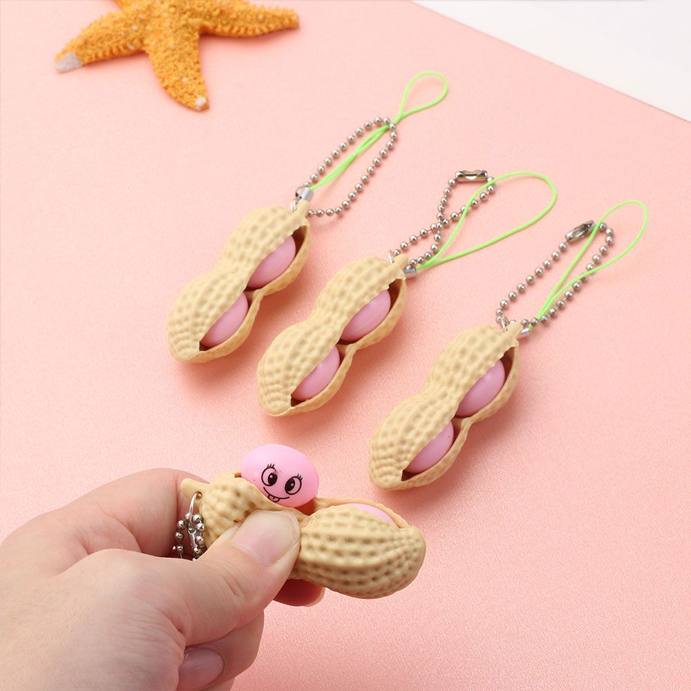 1/3/5/10 Móc Khóa Đồ Chơi Hình Hạt Đậu Phộng Dễ Thương