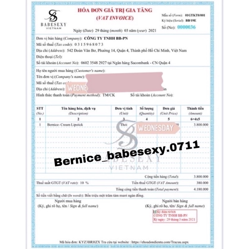 SON KEM BERNICE PHIÊN BẢN 2023 kèm quà tặng