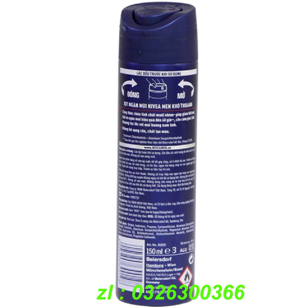 Xịt Khử Mùi Cho Nam 150ml Nivea Khô Thoáng (Dry Impact)