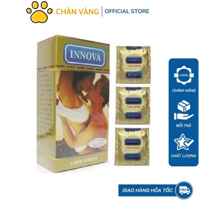 Combo 2 Hộp Bao Cao Su Innova Vàng Và 1 Hộp Innova Đen Gân Gai Kéo Dài Thời Gian - Chân Vàng Shop