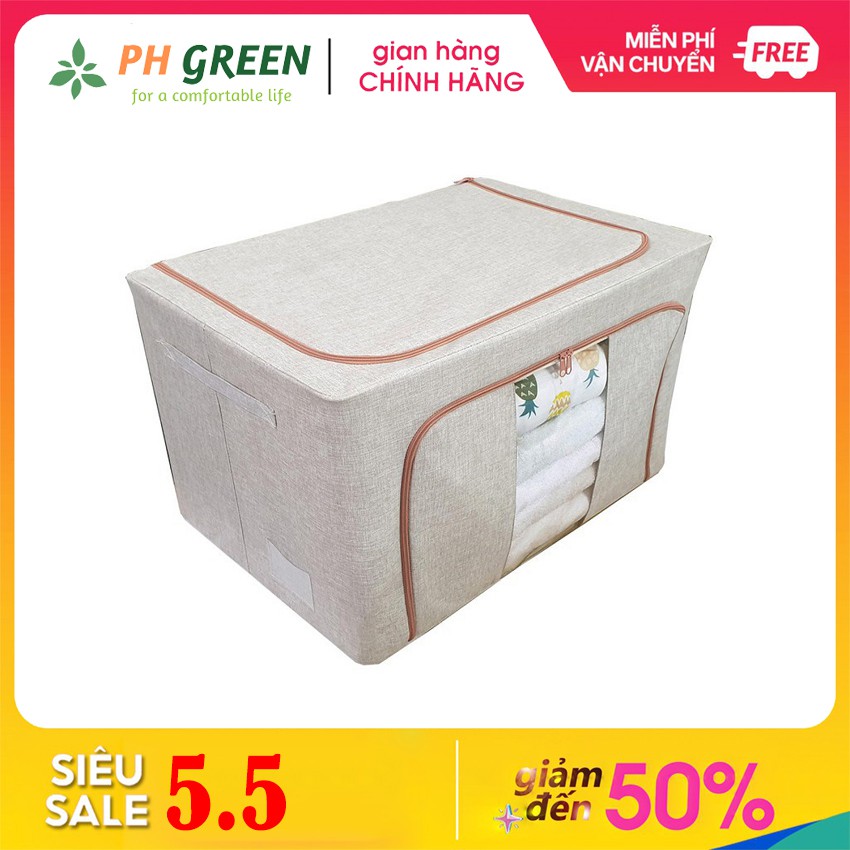 [SALE] Túi Đựng Chăn Màn Khung Sắt PHGREEN, Chất Liệu Vải Polyeste Siêu Bền Cùng Khung Sắt Chắc Chắn,Túi Đựng Đồ Đa Năng