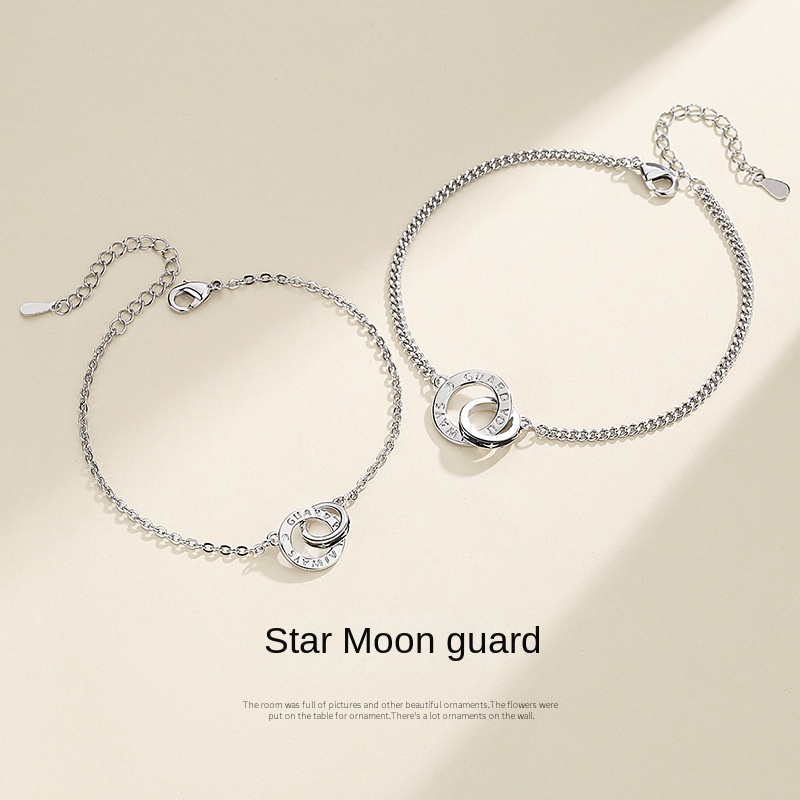 Vòng Tay Cặp Nhẫn Đôi Hình Ngôi Sao Và Mặt Trăng Bảo Vệ Thời Thượng