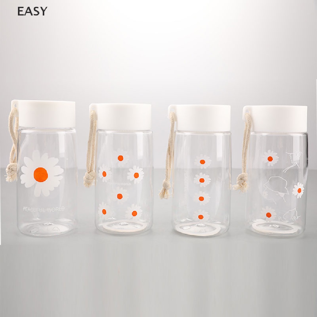 Bình nước nhựa trong suốt 500ml họa tiết hoa cúc xinh xắn