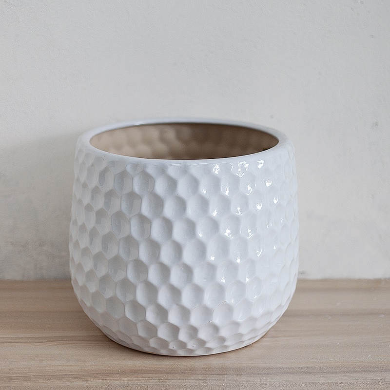 Chậu men sứ vân tổ ong trồng cây - Jassi Decor