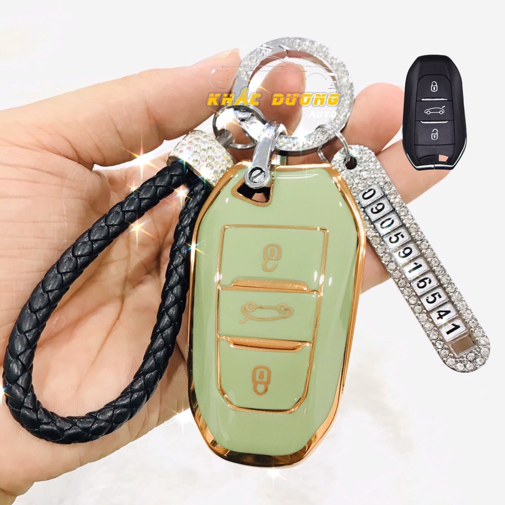 Ốp chìa khoá Peugeot 2008 3008 5008 TPU đính đá nhân tạo sang trọng