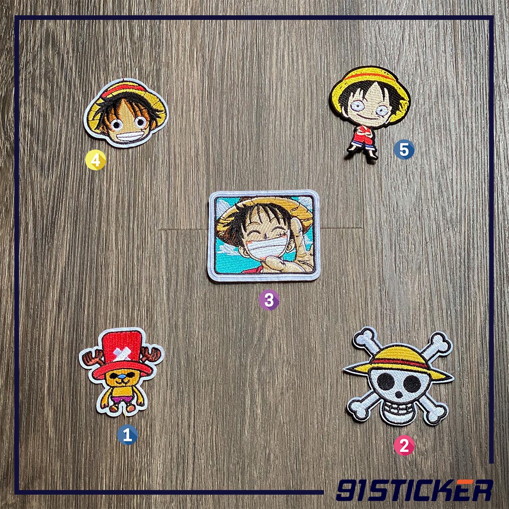 Patch/Sticker vải ủi One Piece, Luffy dùng cho quần áo, mũ nón, phụ kiện.....