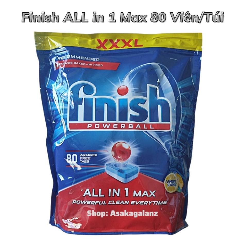 FREE SHIP - Viên rửa bát Finish All in 1 Max 80 viên/ Túi ( Mới 2021), Nnập khẩu Châu Âu - Hương chanh