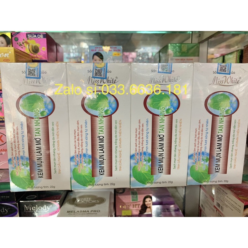 kem sạch mụn Miss white trắng chai 22g