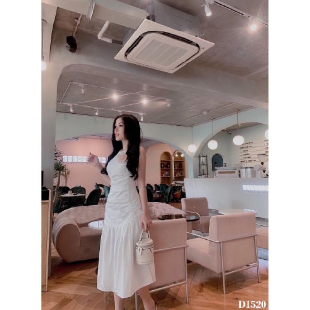 Đầm maxi nhún 3 màu kèm hoa