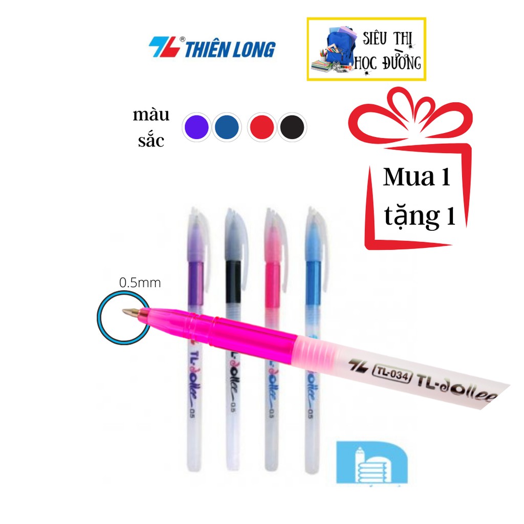 Bút Bi Thiên Long TL-034 Bút có thiết kế đơn giản, thân tròn, nhỏ và khá ngắn, rất phù hợp với tay cầm của học sinh.