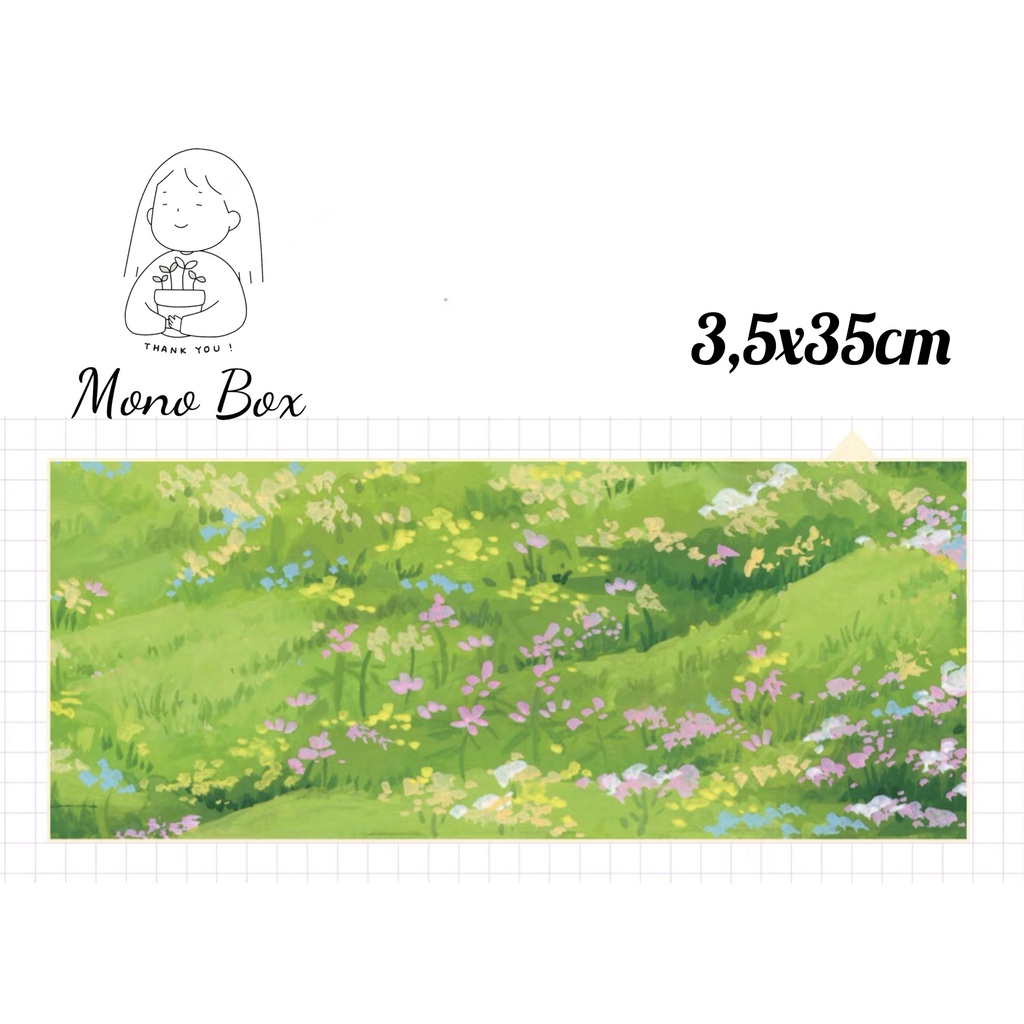 [Chiết] Washi tape 3,5x35cm, băng keo dán trang trí họa tiết cỏ làm tranh washi Mono_box