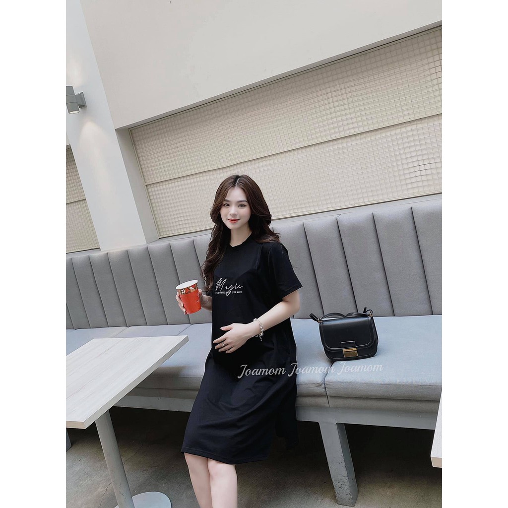 Váy đầm bầu Font phom thoải mái Cotton thấm hút mồ hôi có mở ti