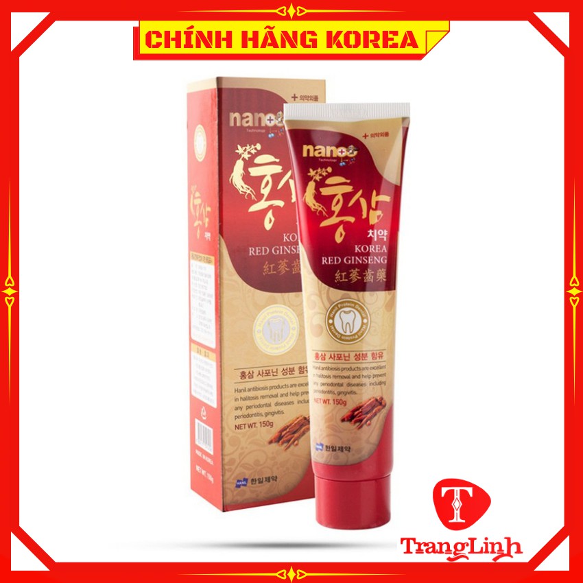 Kem đánh răng hồng sâm Nano hàn quốc, tuýp 150gr - Giúp trắng răng, thơm miệng - tranglinhkorea