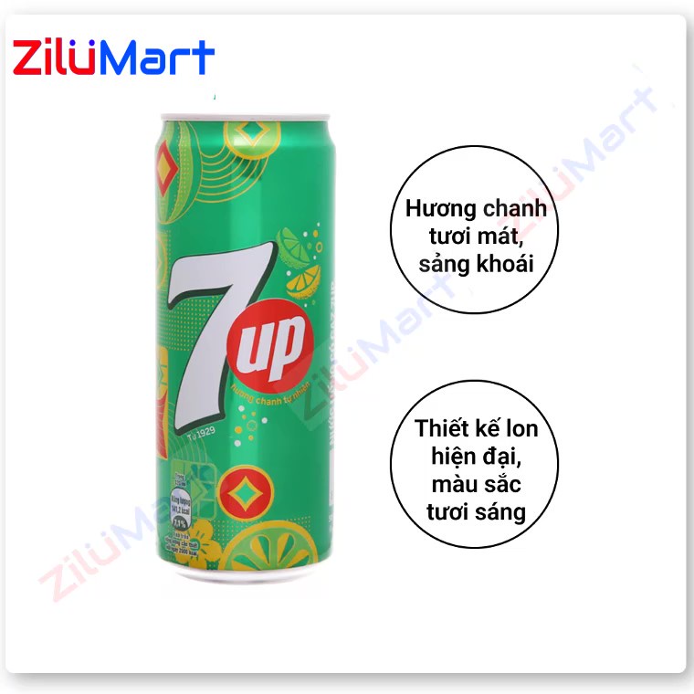 [HỎA TỐC HCM] Lốc 6 lon nước ngọt 7 Up vị chanh 320ml