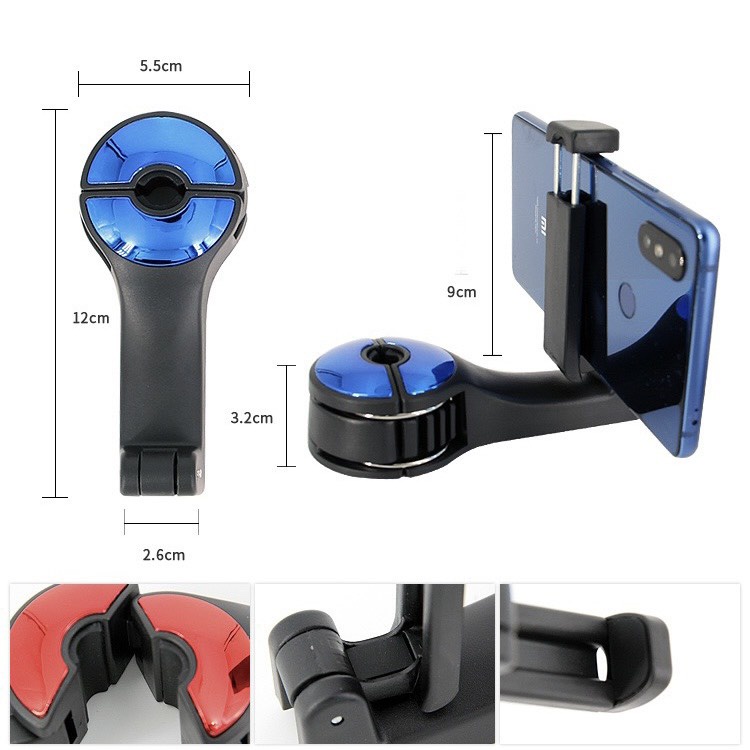 Giá treo đa năng kiêm kẹp đỡ điện thoại cài sau lưng ghế ô tô, xe hơi mẫu mới với chốt cài kim loại chắc chắn. | BigBuy360 - bigbuy360.vn