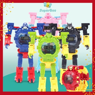 Đồ chơi đồng hồ robot biến hình superbee, đồng hồ điện tử hoạt hình elsa nhiều màu sắc cho bé trai và gái