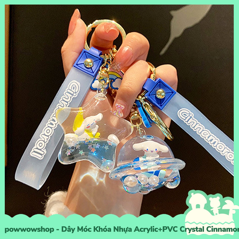 [Sẵn VN - Hỏa Tốc] Dây Móc Khóa Nhựa Trong Suốt Crystal Acrylic + PVC Mẫu Cinnamoroll Crystal Inside Water
