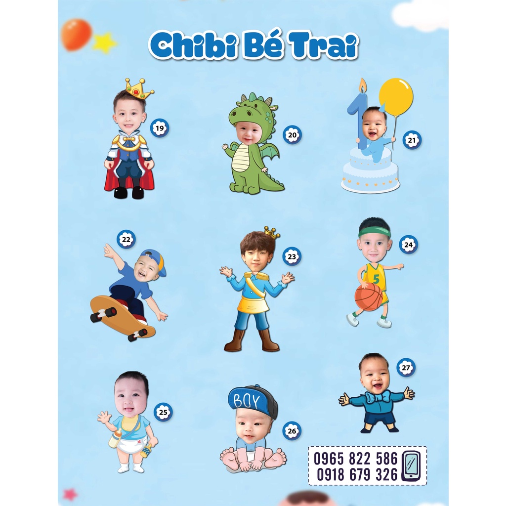 Hashtag chibi Sinh nhật bé, Chibi sinh nhật ngộ nghĩnh cho bé giá rẻ, chibi giá rẻ